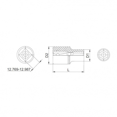 Thorvik Головка торцевая 1/2"DR, 27 мм 