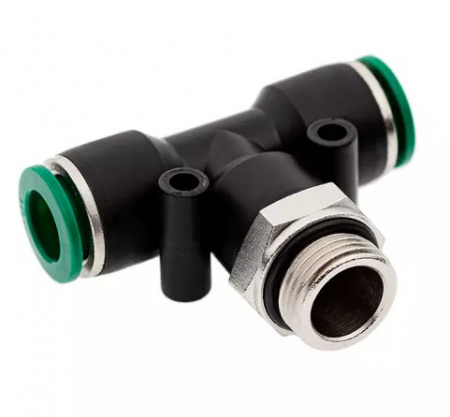 GARWIN Фитинг цанговый Т-тройник М3/8" 10 мм, с уплотнением, пластм. корпус