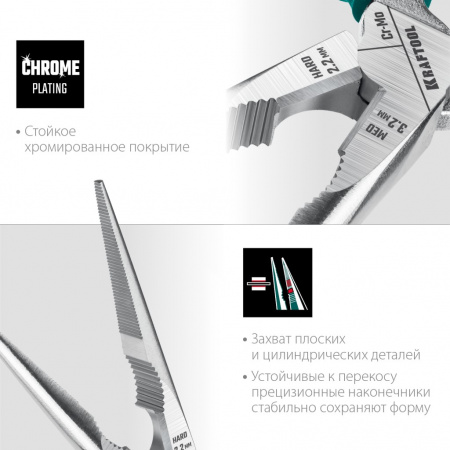 KRAFTOOL KraftMax Тонкогубцы 200 мм, эксцентриковый шарнир