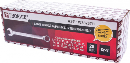 Thorvik Набор ключей гаечных комбинированных серии ARC в сумке, 6-36 мм, 25 предметов