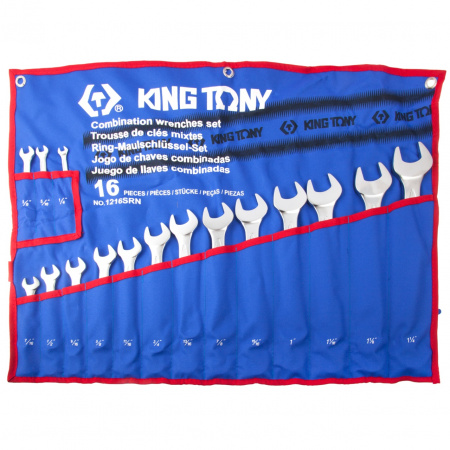 KING TONY Набор комбинированных ключей, 1/4"-1&1/4", 16 предметов