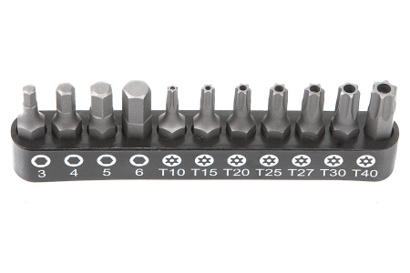 Licota Набор бит 1/4", L-25 мм. на пластиковом держателе, TORX с отверстием, HEX (шестигранные)