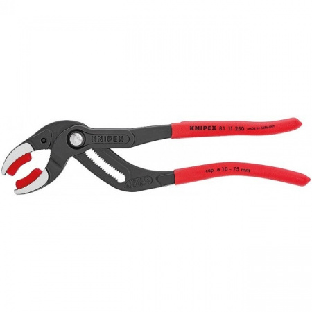 Knipex Клещи переставные трубные, зев 10-75 мм, длина 250 мм, пластиковые насадки на губках, фосфати