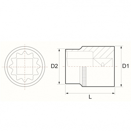 JONNESWAY Головка торцевая 12-гранная 3/4"DR, 27 мм