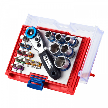 МАСТАК Набор вставок (бит) 1/4", TORX, HEX, PZ, PH, SLOT, 20 предметов