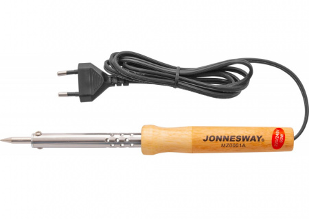 JONNESWAY Паяльник электрический с деревянной рукояткой, стержень 6 мм, 60W, 220V-240V, T=400