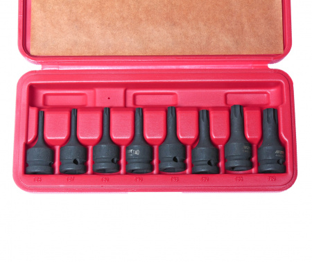 JTC Набор головок торцевых 1/2" TORX (Т25-Т60) ударных L=60мм (в кейсе) 9 предметов 