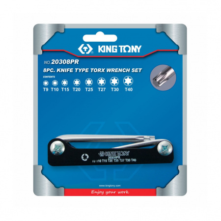 KING TONY Набор Г-образных TORX, T9-T40, складные, 8 предметов